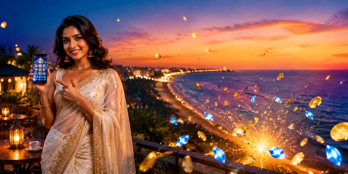 Indian woman playing mobile casino on phone at Chennai