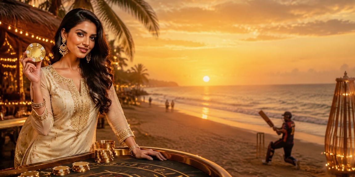 Young Indian enjoying a mobile Andar Bahar game at the beach in Goa